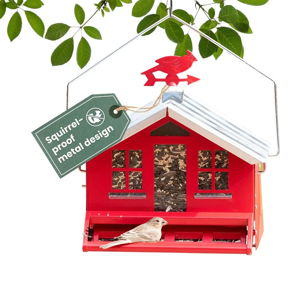 Perky-Pet 8lb Bird Feeder Red Metal Squirrel Proof Weight Activated Large New